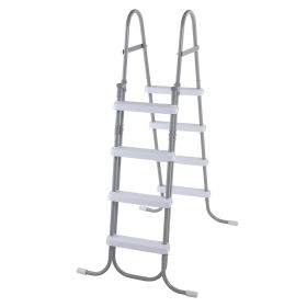 4 Steps 52in Pool Ladder Iron Grey Frame + White Steps Safety Ladder