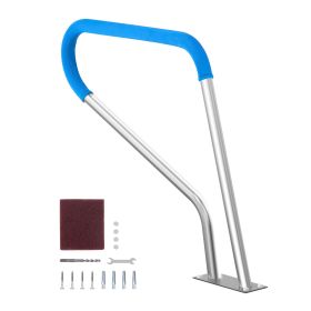 Pool Handrail, 39 x 32 inch Pool Railing, Stainless Steel with Base Plate for Indoor/Outdoor Pools,Swimming Pool Safety Railing for Decks