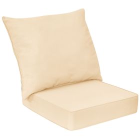 Deep Seat Chair Cushion Pads Set with Rope Belts for Indoor and Outdoor (Color: Beige)