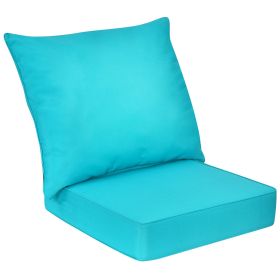 Deep Seat Chair Cushion Pads Set with Rope Belts for Indoor and Outdoor (Color: Turquoise)