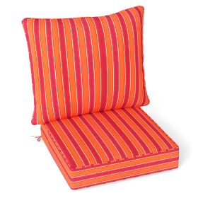 Deep Seat Chair Cushion Pads Set with Rope Belts for Indoor and Outdoor (Color: Orange)