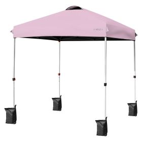 6.6 x 6.6 Feet Outdoor Pop-up Canopy Tent with Roller Bag (Color: Pink)