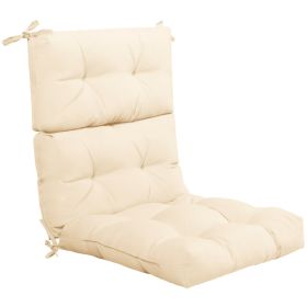 Tufted Patio High Back Chair Cushion with Non-Slip String Ties (Color: Beige)