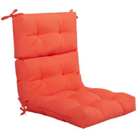 Tufted Patio High Back Chair Cushion with Non-Slip String Ties (Color: Orange)